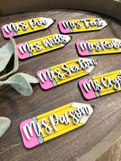 Teacher Pencil Name Magnet