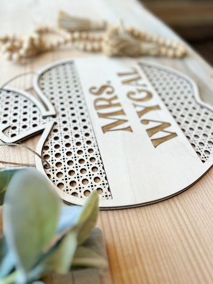 Rattan Teacher Apple Door Hanger