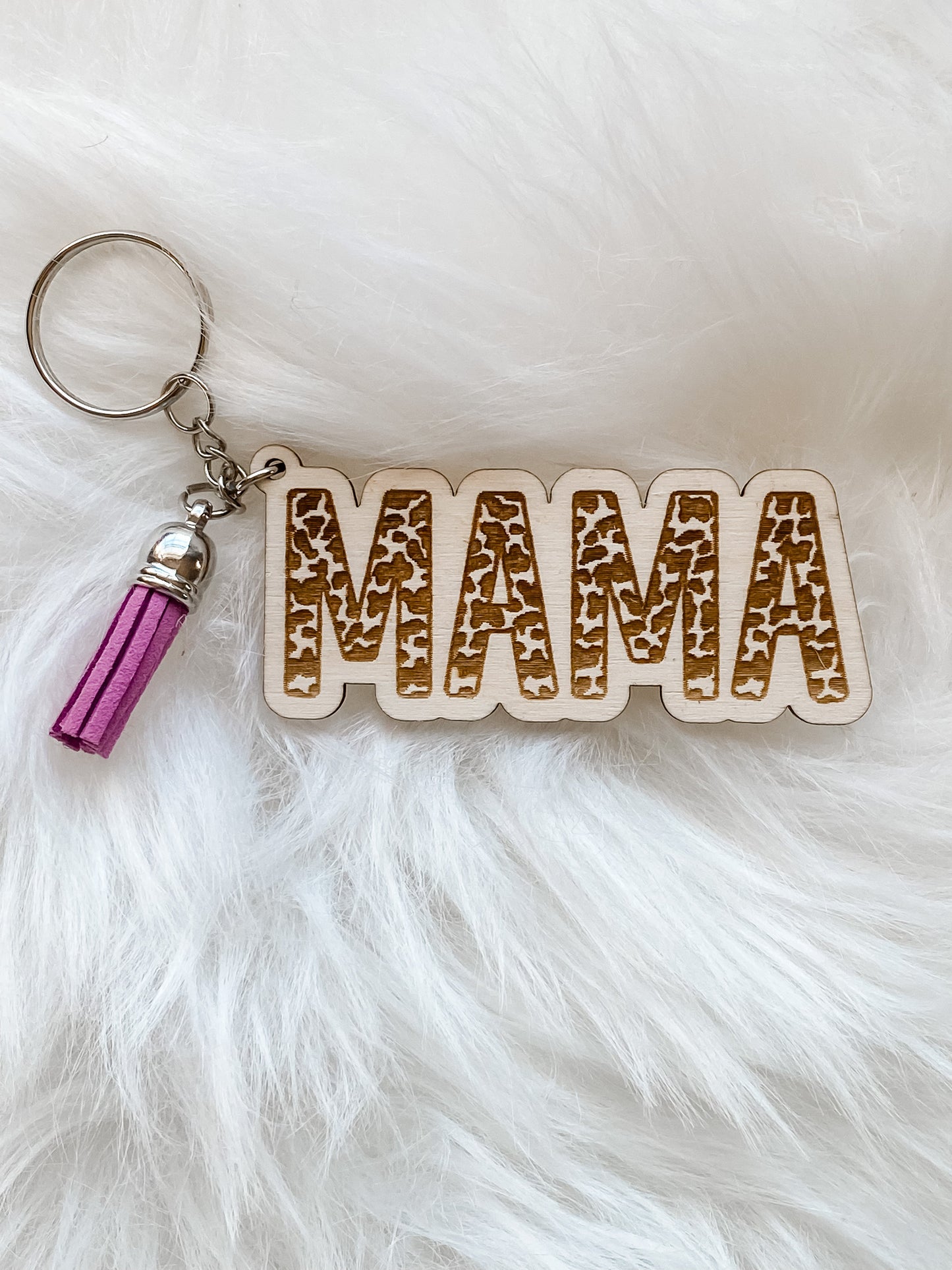 Cow Print Mama Keychain