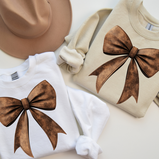 Leather Bow Sweatshirt