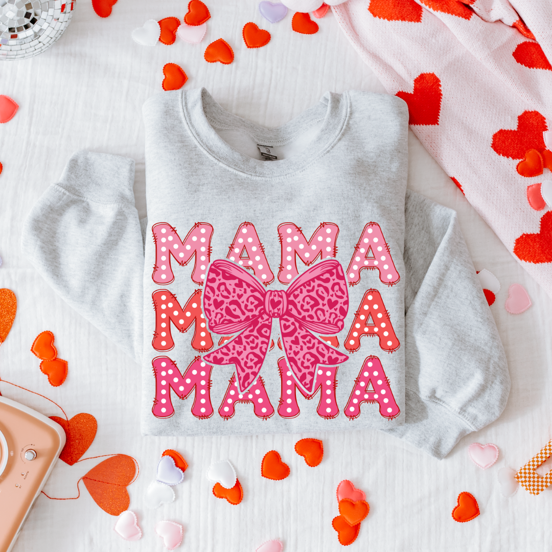 Mama Leopard Bow Sweatshirt