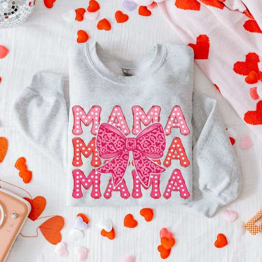 Mama Leopard Bow Sweatshirt