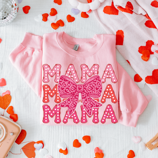 Mama Leopard Bow Sweatshirt