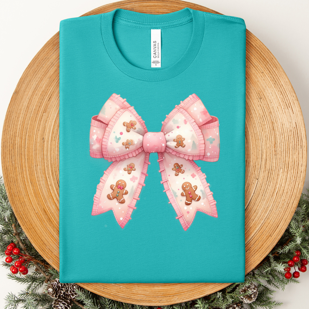 Pink Gingerbread Bow Graphic Tee