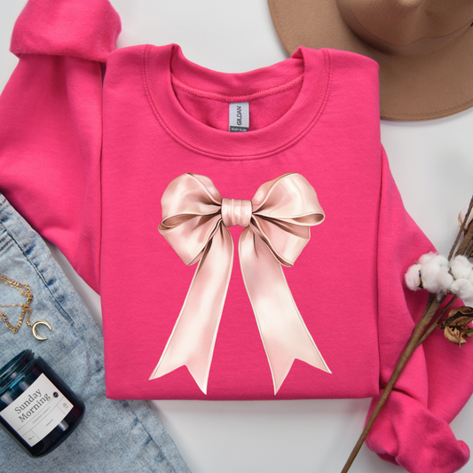 Pink Silk Bow Sweatshirt