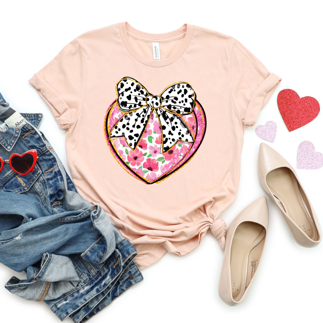 Heart With Spotted Bow Graphic Tee