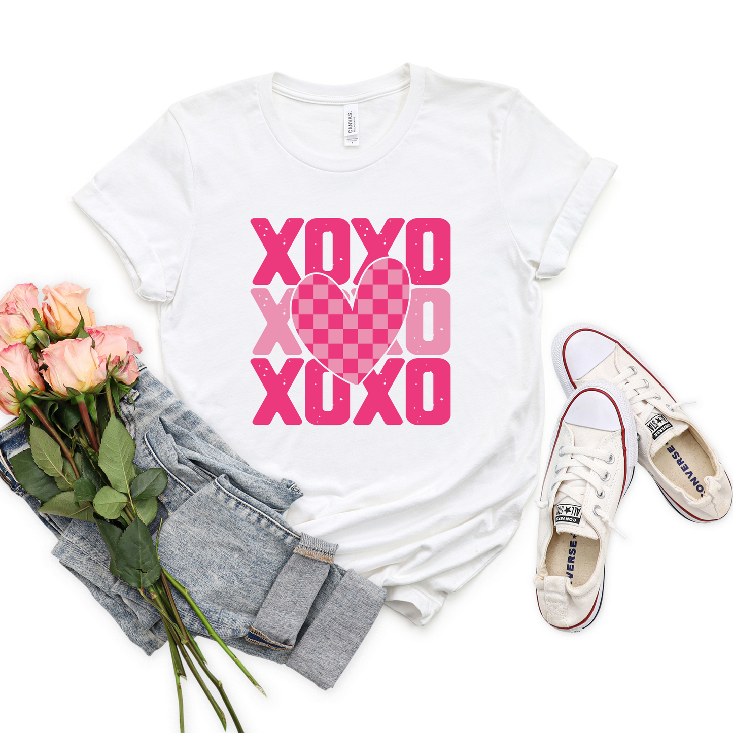 XOXO Checkered Heart Graphic Tee