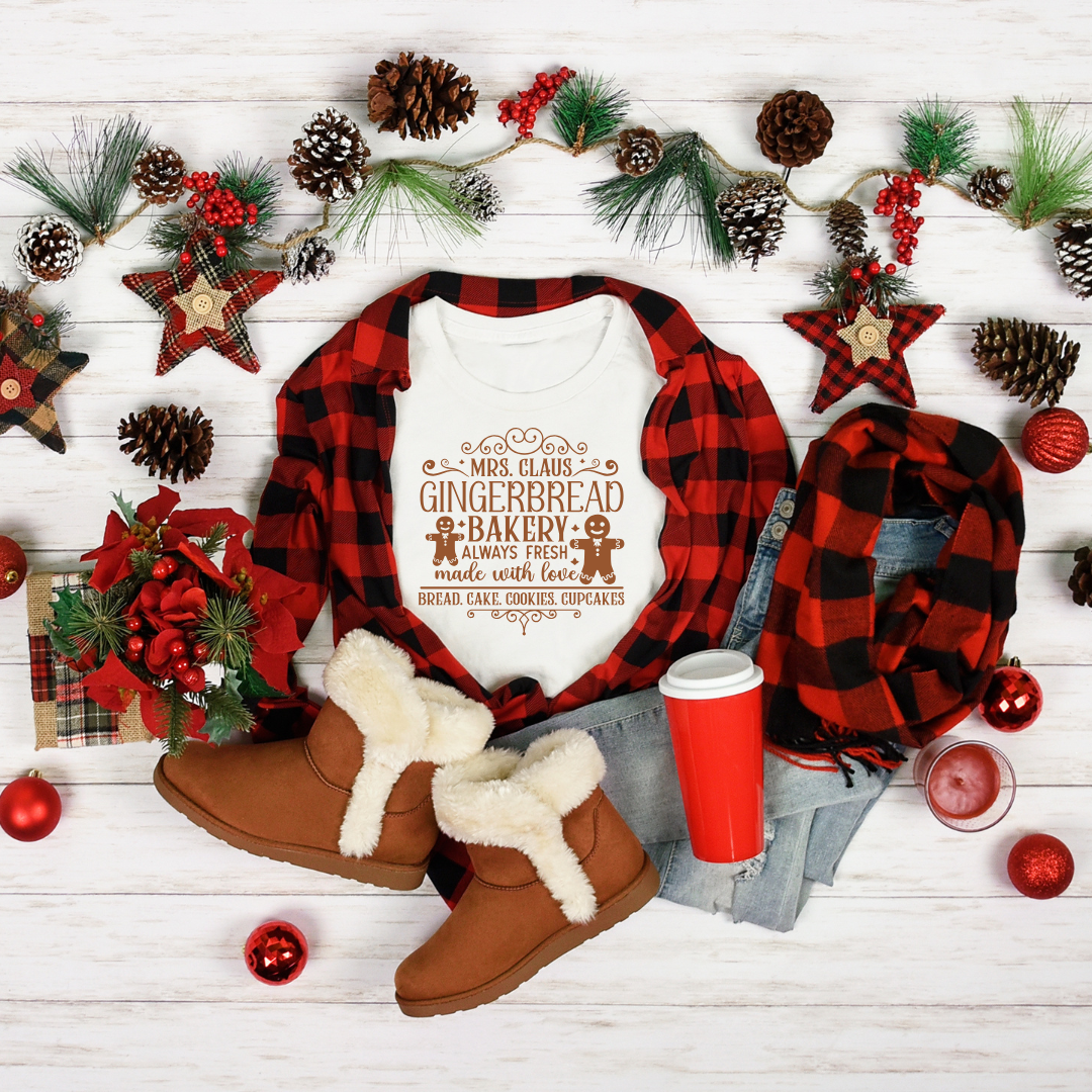 Mrs.Clause Gingerbread Bakery Graphic Tee