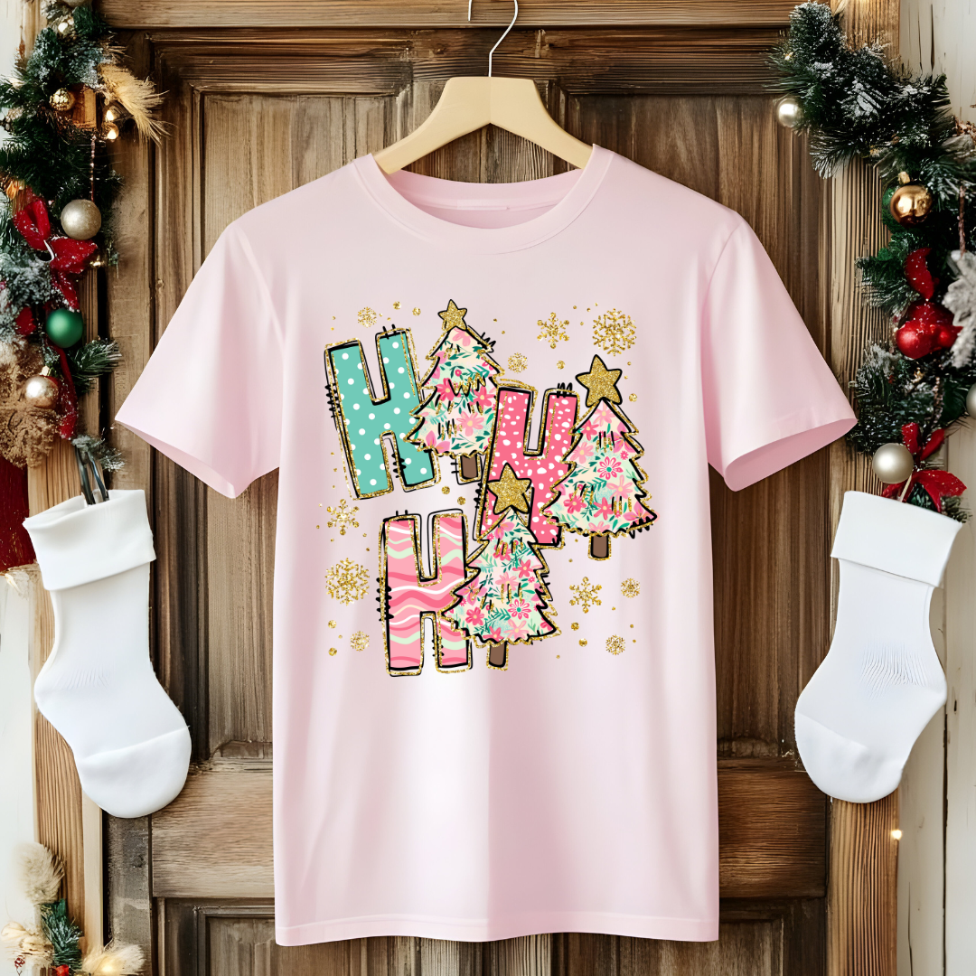 HoHoHo Tree Pink Graphic Tee