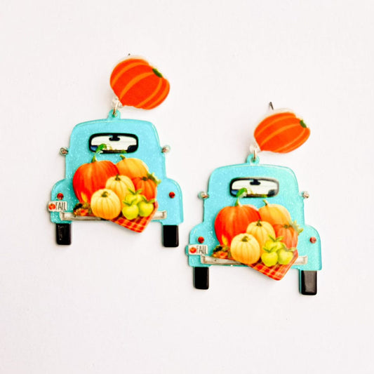 Envy Stylz Boutique Women - Accessories - Earrings Pumpkin Harvest Truck Earrings