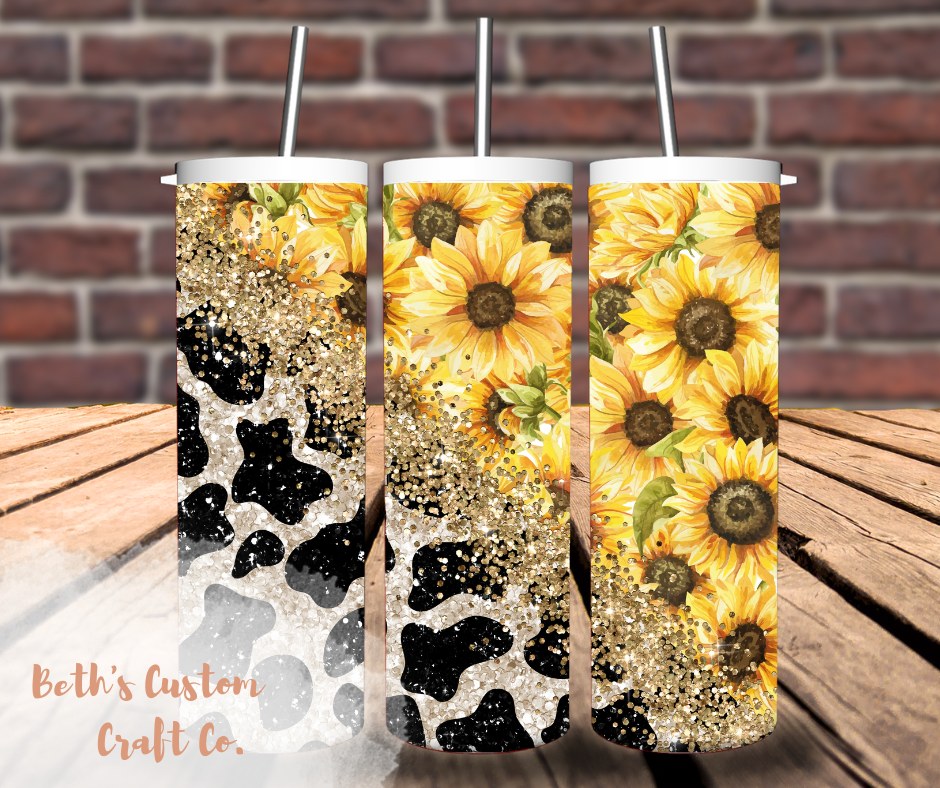 Cow Print & Sunflowers 20oz Tumbler