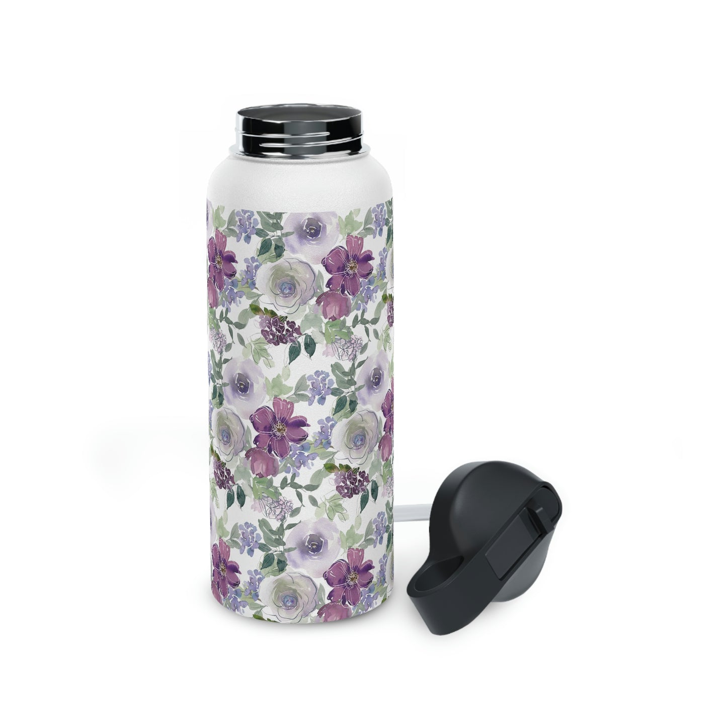 Floral Stainless Steel Water Bottle, Standard Lid