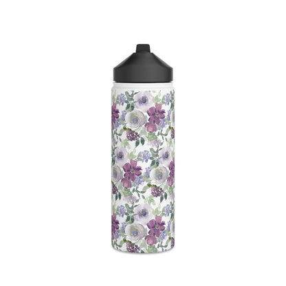 Floral Stainless Steel Water Bottle, Standard Lid