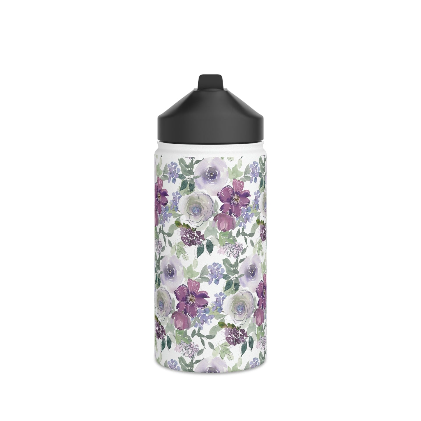 Floral Stainless Steel Water Bottle, Standard Lid