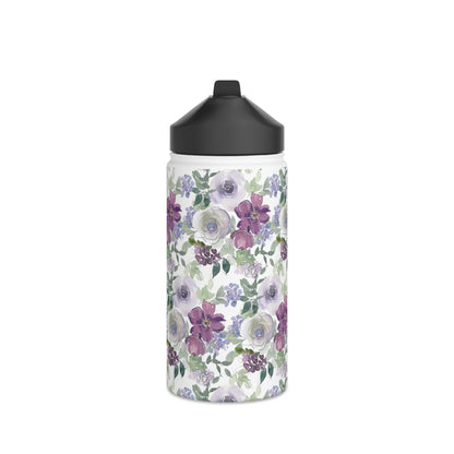 Floral Stainless Steel Water Bottle, Standard Lid