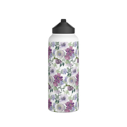 Floral Stainless Steel Water Bottle, Standard Lid