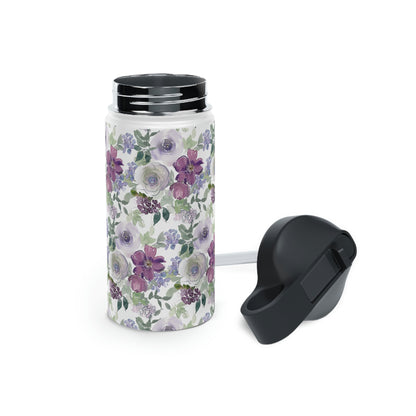 Floral Stainless Steel Water Bottle, Standard Lid