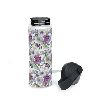 Floral Stainless Steel Water Bottle, Standard Lid