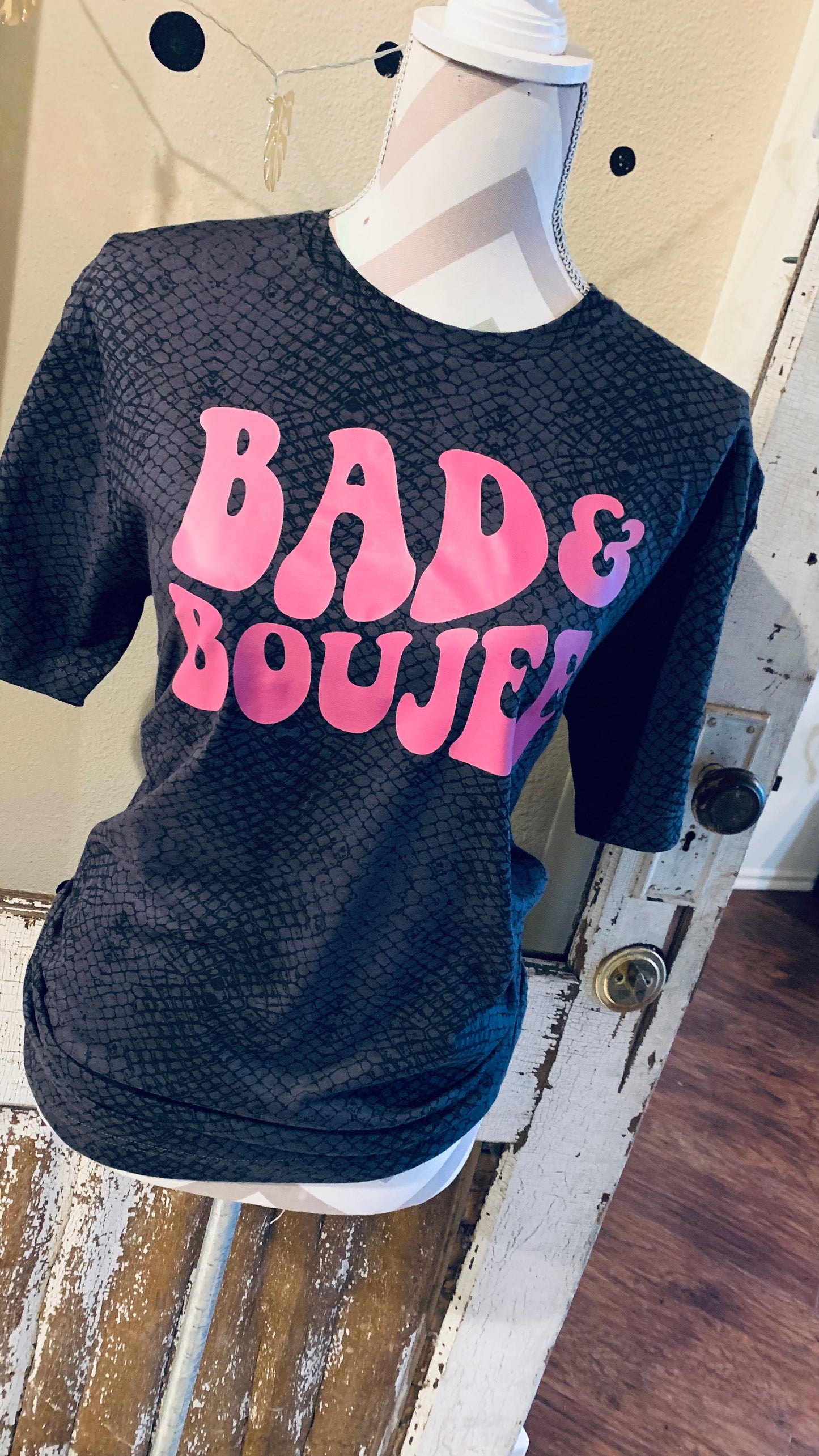 Bad & Boujee snake print tee